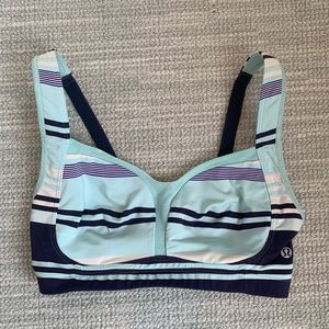 Lululemon tata tamer sports bra size 34DD blue striped